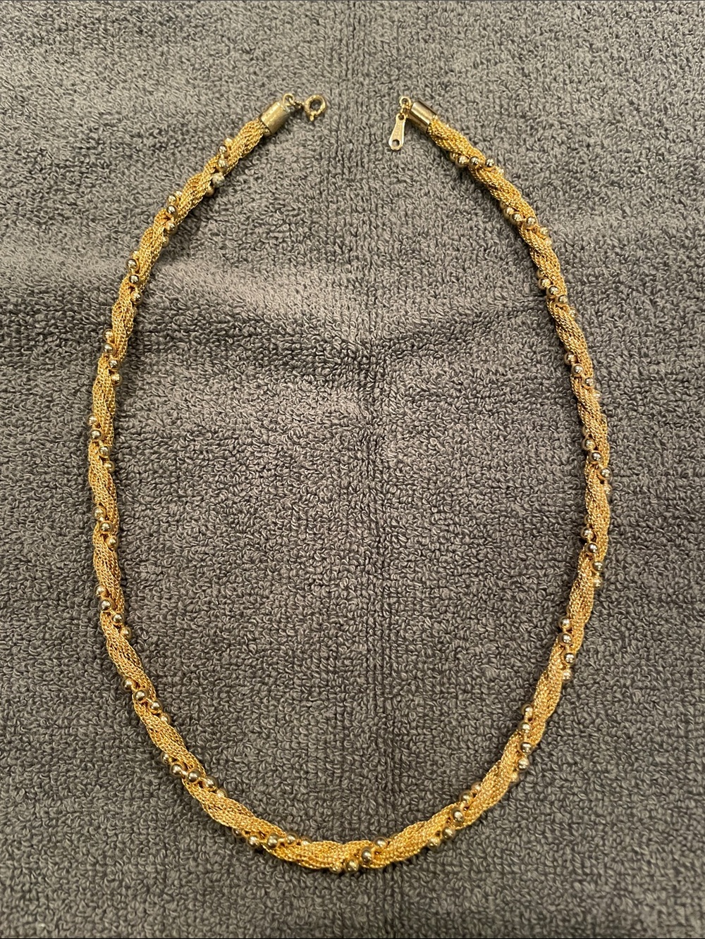 Avon Gold-Tone Twisted Rope Necklace with Bead Accents